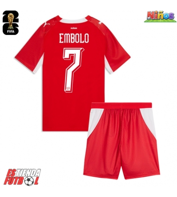 Suiza Breel Embolo #7 Primera Equipación Niños Mundial 2026 Manga Corta (+ Pantalones cortos)